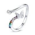 Butterfly Ring High Quality 925 Sterling Silver Jewelry Butterfly Adjustable Ring